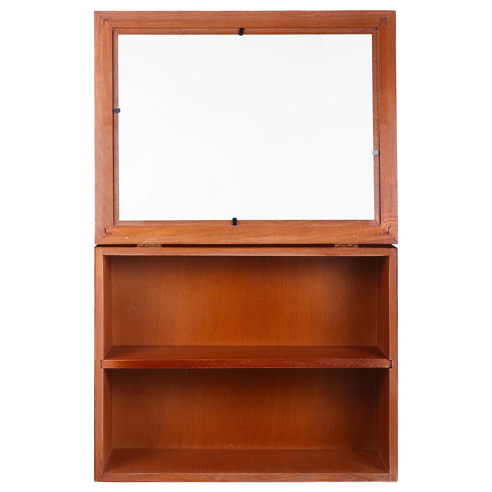 Wooden Display Cabinet With Acrylic Door 2 Tier Desktop Vintage Style Small Display Cabinet Desktop Organizer For Collectibles