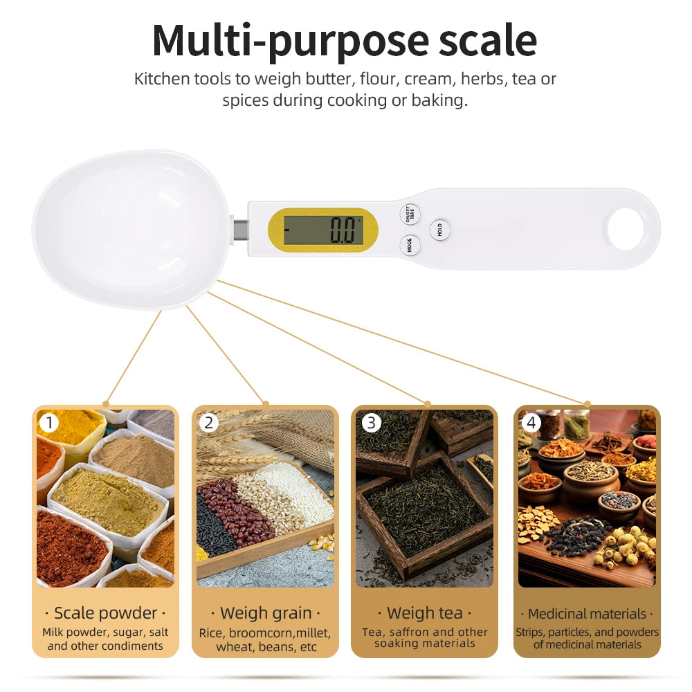 500g/0.1g Spoon Scale LCD Digital Kitchen Measuring Spoon Electronic Food Weight Scale Milk Coffee Cake Baking Accessories