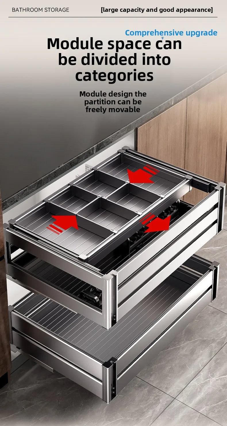 Basket Kitchen Cabinet Cupboard Basket Drawer Dish Cupboard Double Seasoning Flavor Cabinet Chopsticks Built-in Basket