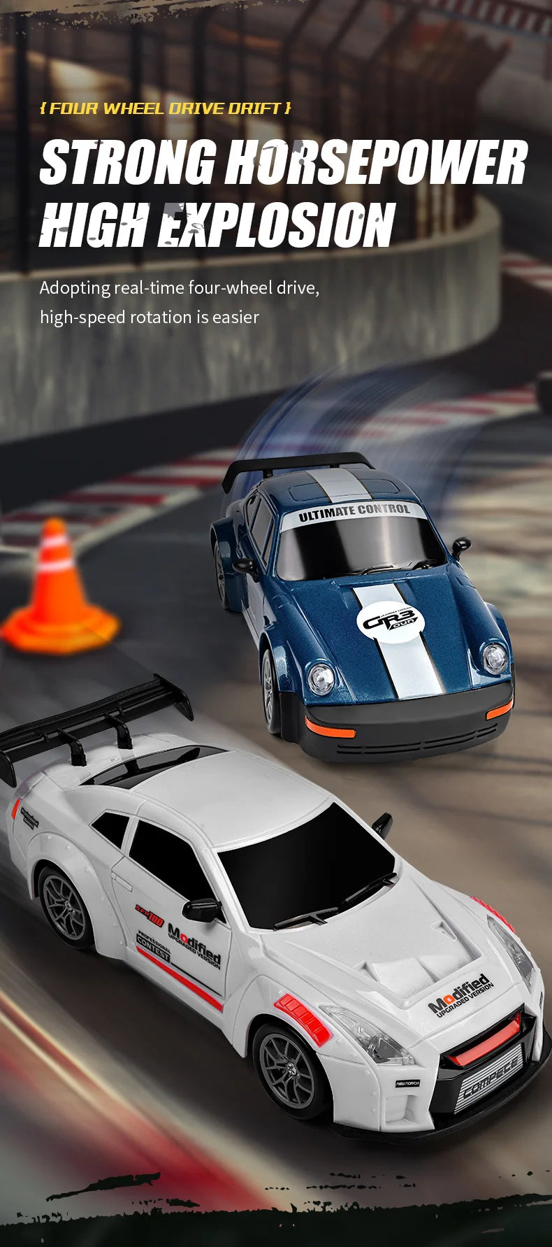 New 4WD Remote Control Drift Car Full Size 1:24 Mini Remote Control Racing Car Model 2.4G Radio High Speed RC Car Boy Toy Gift