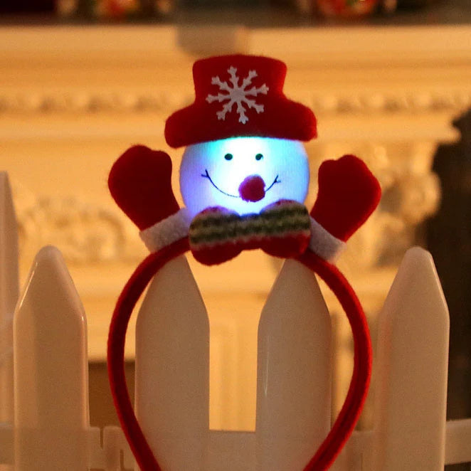 Christmas Headband LED Santa Claus Hair Hoop Xmas Snowman Headpiece Halloween holiday Party Hair Accessories for Women Girls