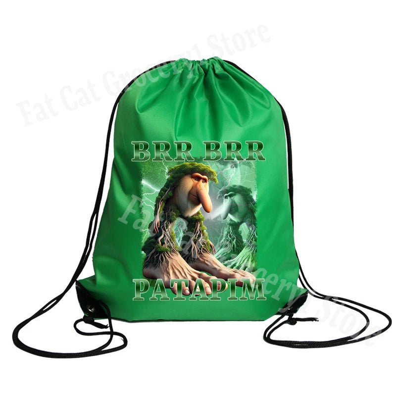 Tralalero Tralala Drawstring Backpack Tungtung Sahur Brainrot Kids Cartoon Travel Shoulders Bag New Outdoor Sport Rucksack Gift