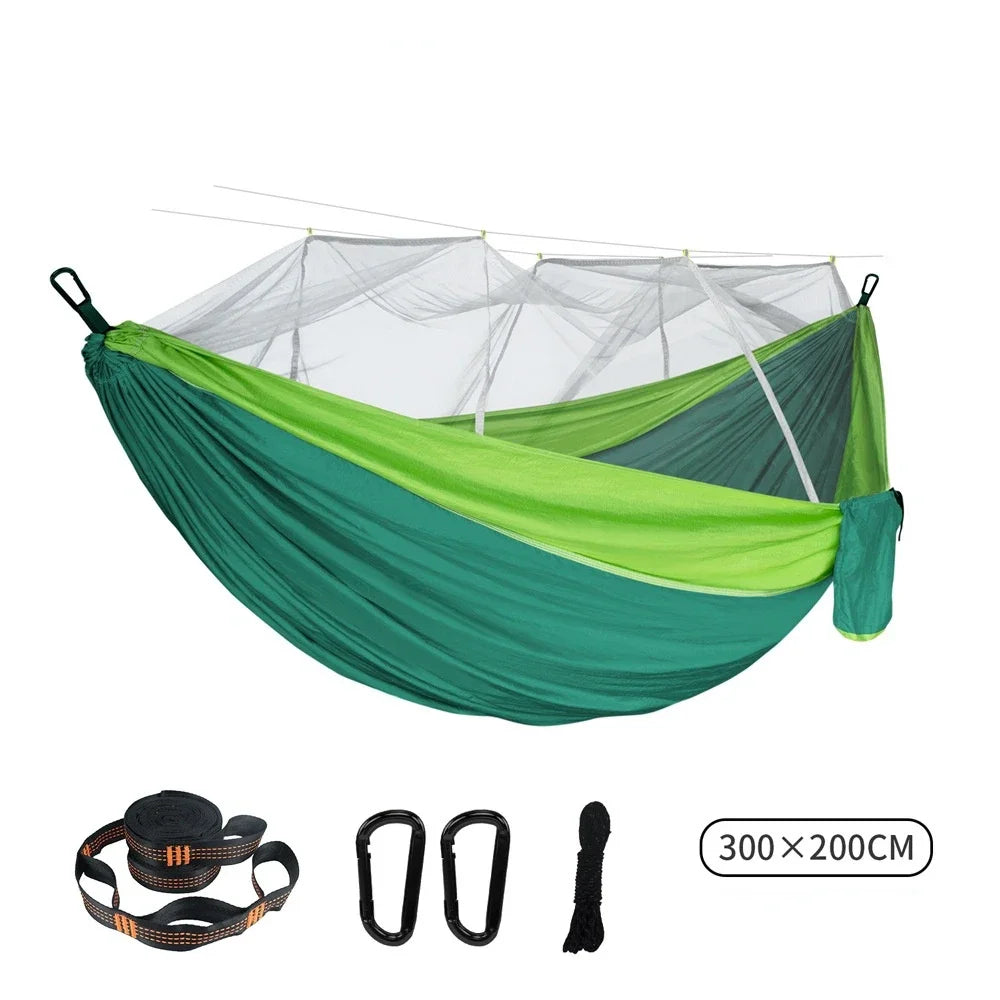 Double Mosquito Net Hammock 300×200CM Size Outdoor Camping Anti-mosquito Hammock Umbrella Cloth Nylon Anti-rollover Camping