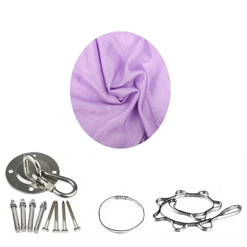 1.5*2.8m Elastic Swing Hammock Indoor and Outdoor (Including Fixing Hardware) Elastic Swing Adjustable Aerial Yoga Adult Healing Hammock Swing Set, Elastic Fabric Hammock. Embrace the Swing, a Hanging Swing Hammock, Suitable