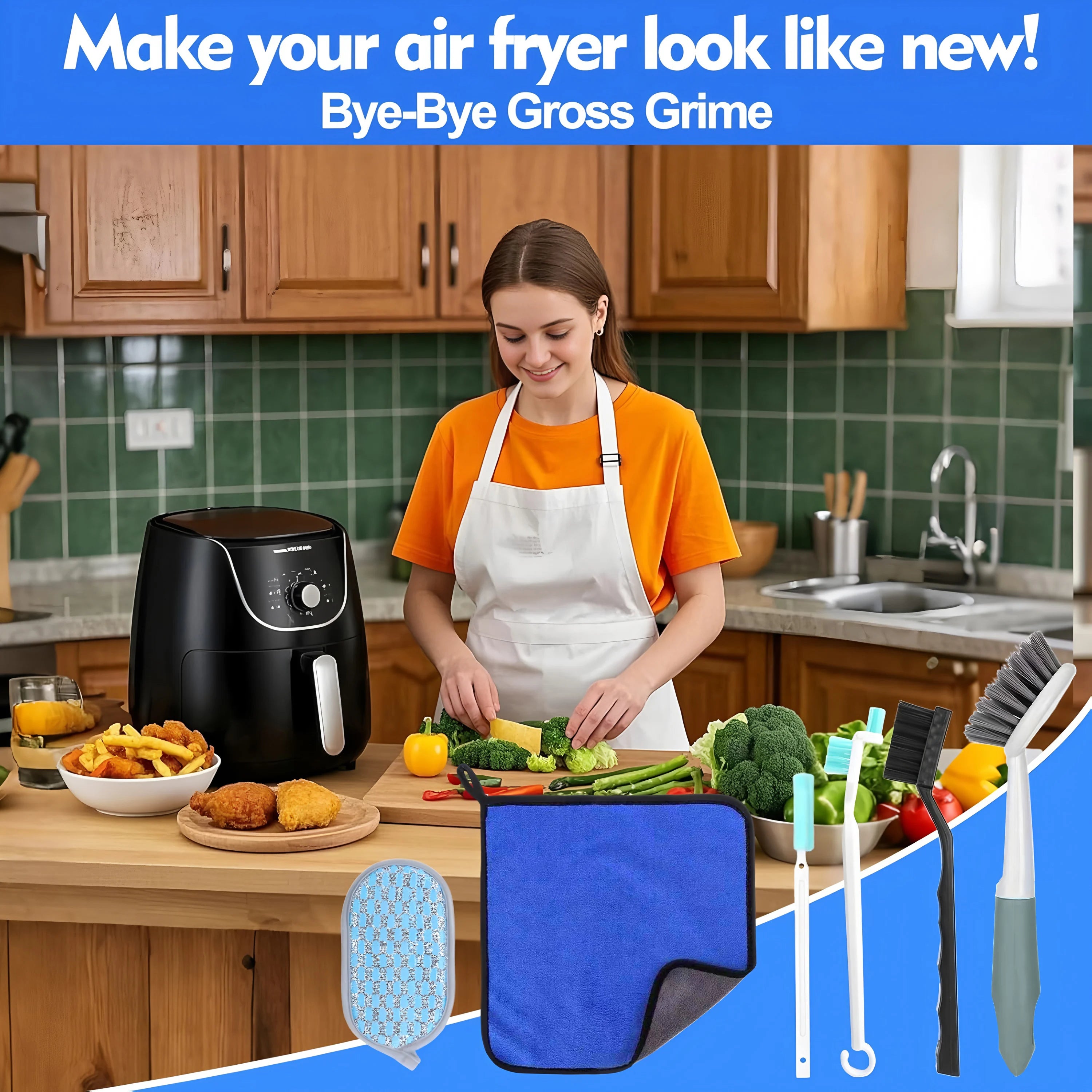 Air Fryer Cleaner Brush Kits, 6 Pcs Air Fryer Cleaning brush Tools Accessories, Kitchen Cleaning Tools