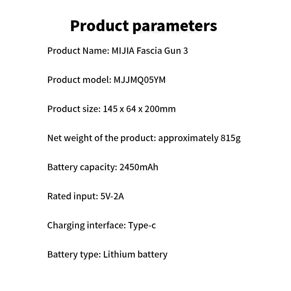 Xiaomi Mijia Fascia Gun 3 Strength Feedback 10mm Deep Relaxation 25kg Thrust 3 Gear Memory 2450mAh Sports Specific Massage Gun