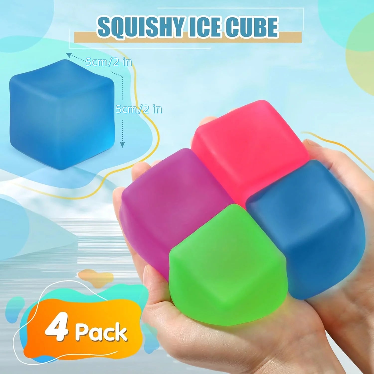 Stress Cube Squishy Fidget Toys for Relaxation High Density Gel Filled Fidgets for Classroom Sensory Calming Toys for Kids Adult