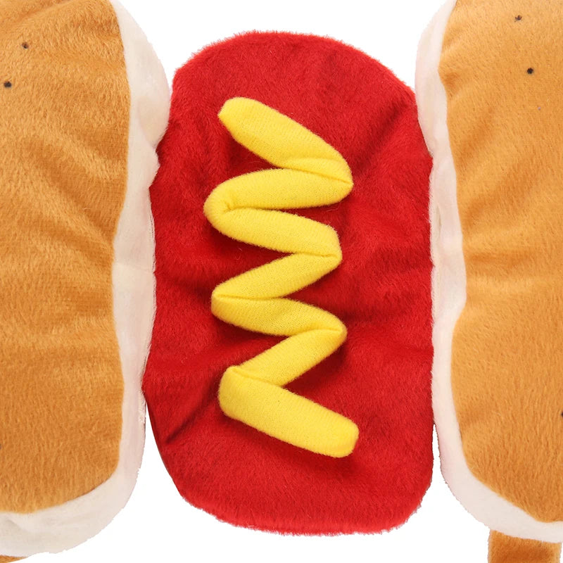 Dog Funny Halloween Costumes Hot Dog Shaped Dachshund Sausage Adjustable Clothes Pet Apparel Dressing Up Cat Party Costume Suit