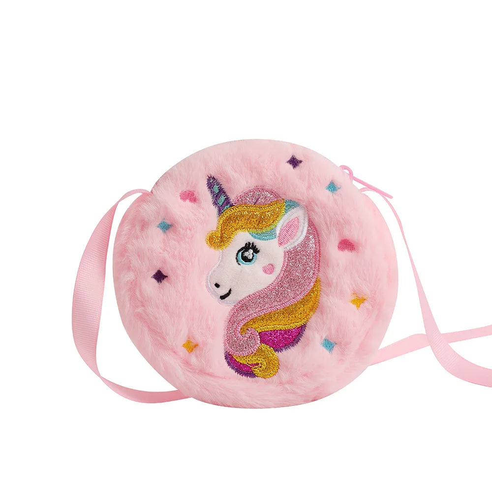Small Cartoon Unicorn Coin Bag for Toddler Cute Animal Unicorn Eraser Pencil Hair Clip Shoulder Bag Portable Travel Storage Bag