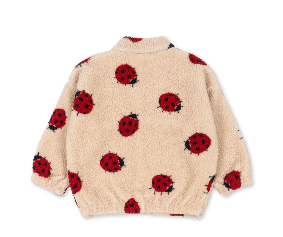 2025 KS Brand Winter Baby Girls Lambswool Jackets Kids Clothes Girls Cartoon Kitten Swan Beetle Outerwear Boys Striped Coat 1-9Y