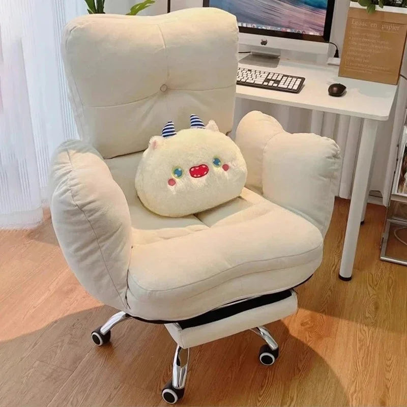 Soft Cloth Wide Fixed Armrests Home Gaming Desk Chair Leather Thick Ergonomic Office Chair Adjustable Gamer Computer Sofa Chairs