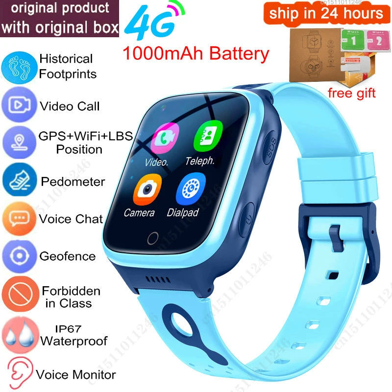 KGG 4G Smart Watch Kids GPS WiFi 1000mAh Video Call Tracker Location SOS Call Back Monitor Phone Watch Smartwatch Children Gifts