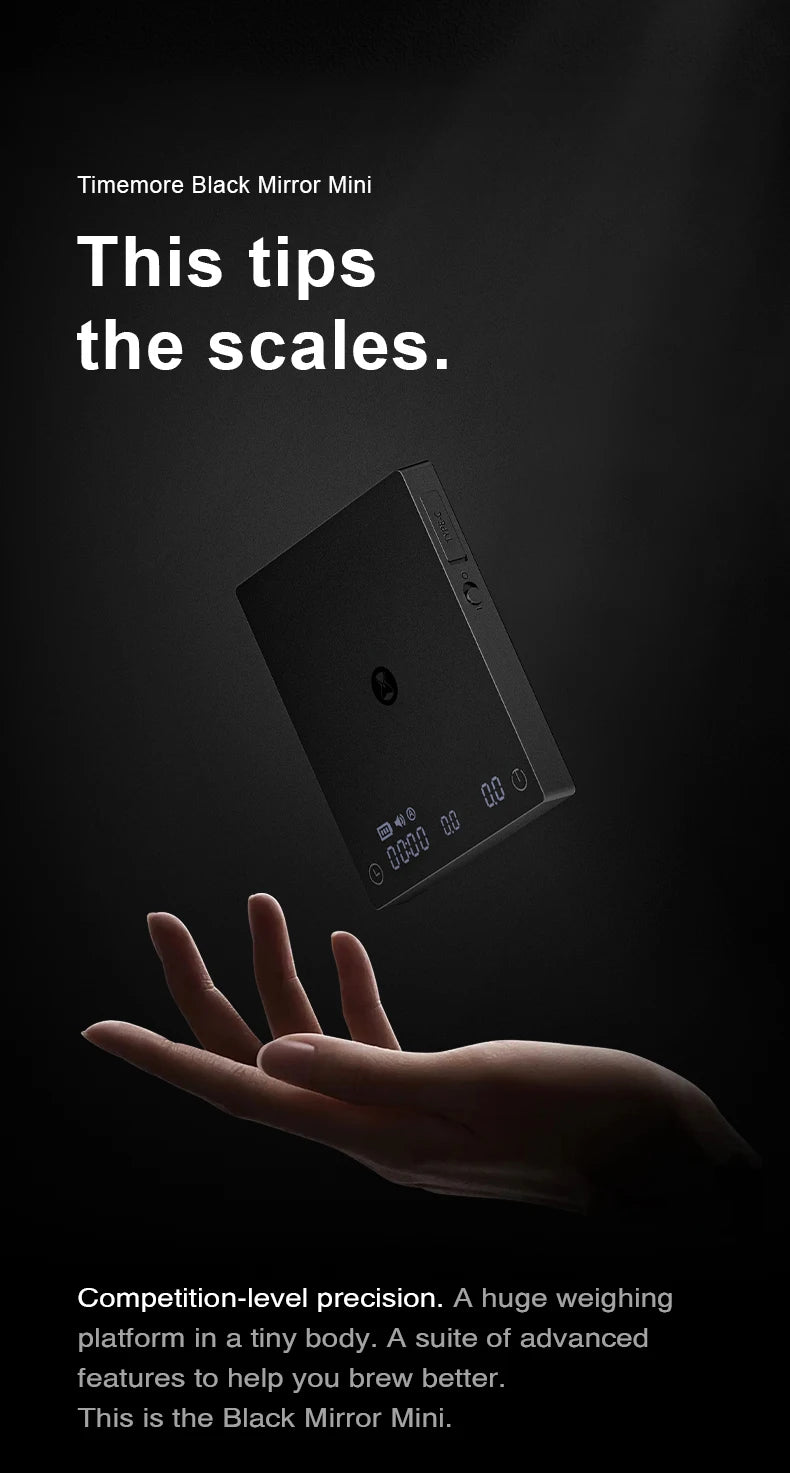 TIMEMORE Black Mirror MINI 0.1g Coffee Scale Espresso And Measurement Flow Rate LED Screen Barista Scales Kitchen