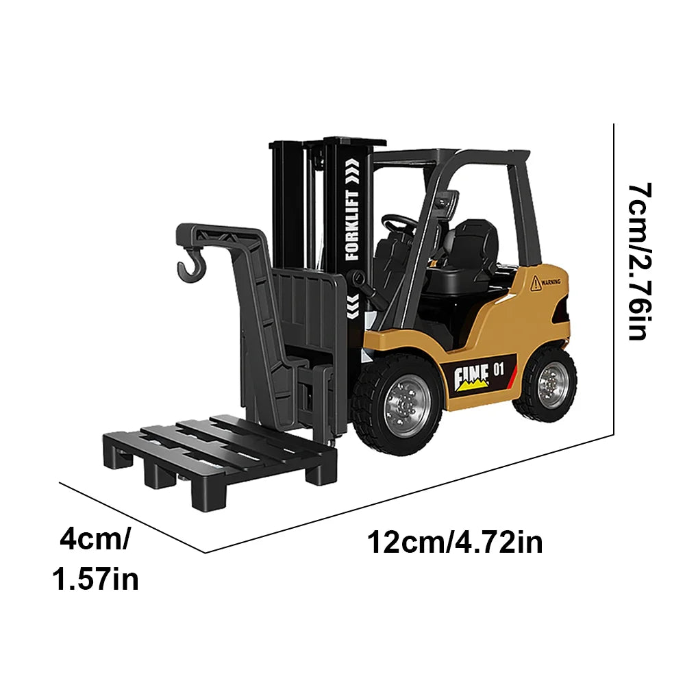 1/64 RC Trucks Alloy Forklift Mini APP 2.4G Rc Cars Remote Control Construction Engineer Vehicle Toys for Boys Adults Kids Gifts