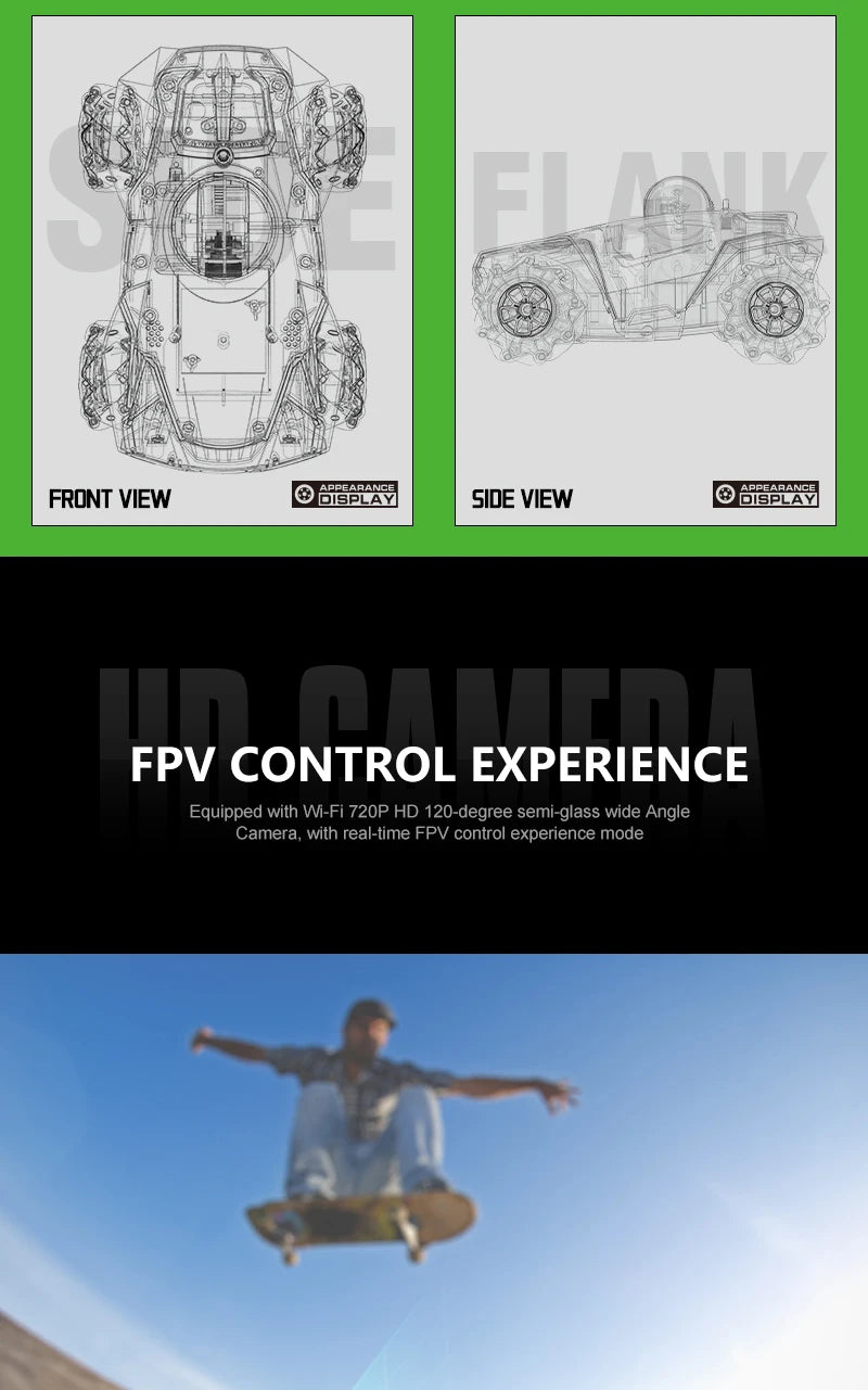 RC Car 1:20 With Video 2.4G WIFI FPV HD Camera Car 360° Rotation Stunt Camera Car Kids boy toys