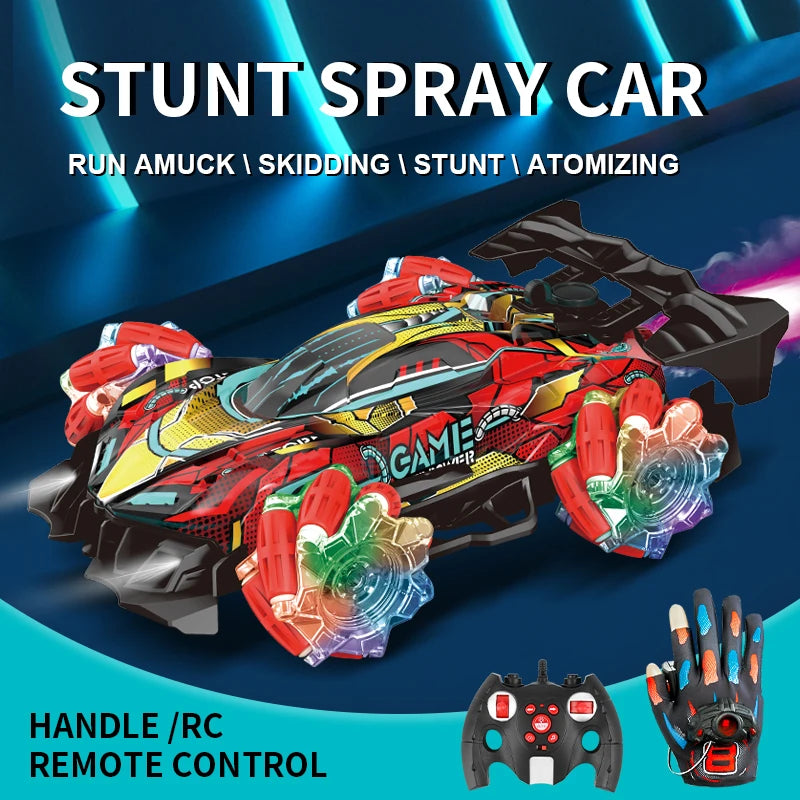 NEW F1 Drift RC Car with LED Light Wheel Music 2.4G Glove Gesture Wireless Remote Control Electrospray Stunt Car  4WD Toys