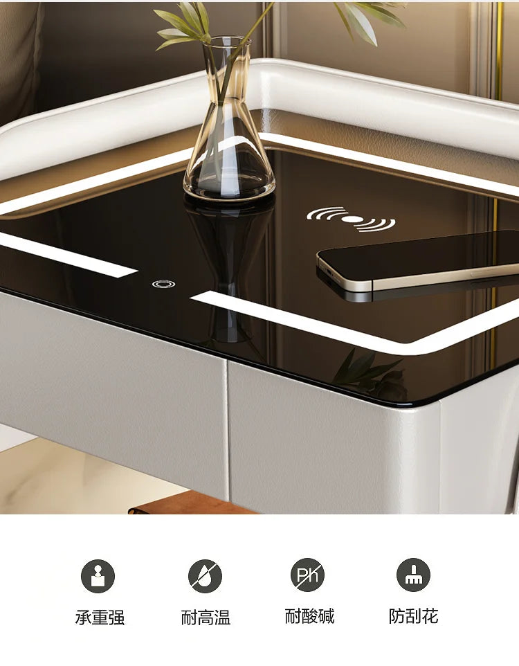 Modern Aesthetic Nightstands Wireless Charging Design Minimalist With Light Bedside Table Elegant Trendy Cajoneras Furniture