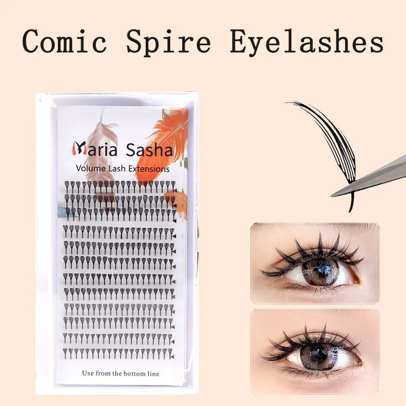 MARIA Comic Spire Eyelash Extension Individual Natural Cashmere Manga False Eyelashes Super Soft Feather Shape Pteris Lashes