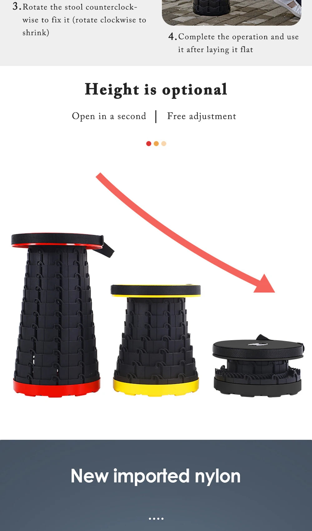 Portable Folding Telescopic Stool Lightweight Plastic Subway Queuing Chair Outdoor Camping Chair Fishing Seat