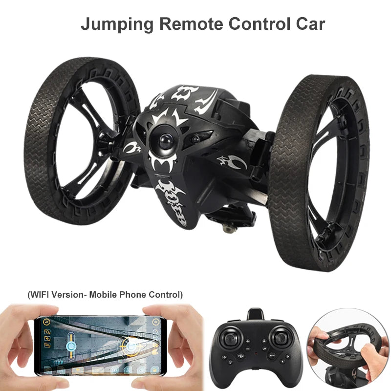 RC Stunt Car With Wifi Hd Camera Bounce Car Flexible Wheels Rotation Led Light Remote Control Jumping Vehicle Toy Gift Q207