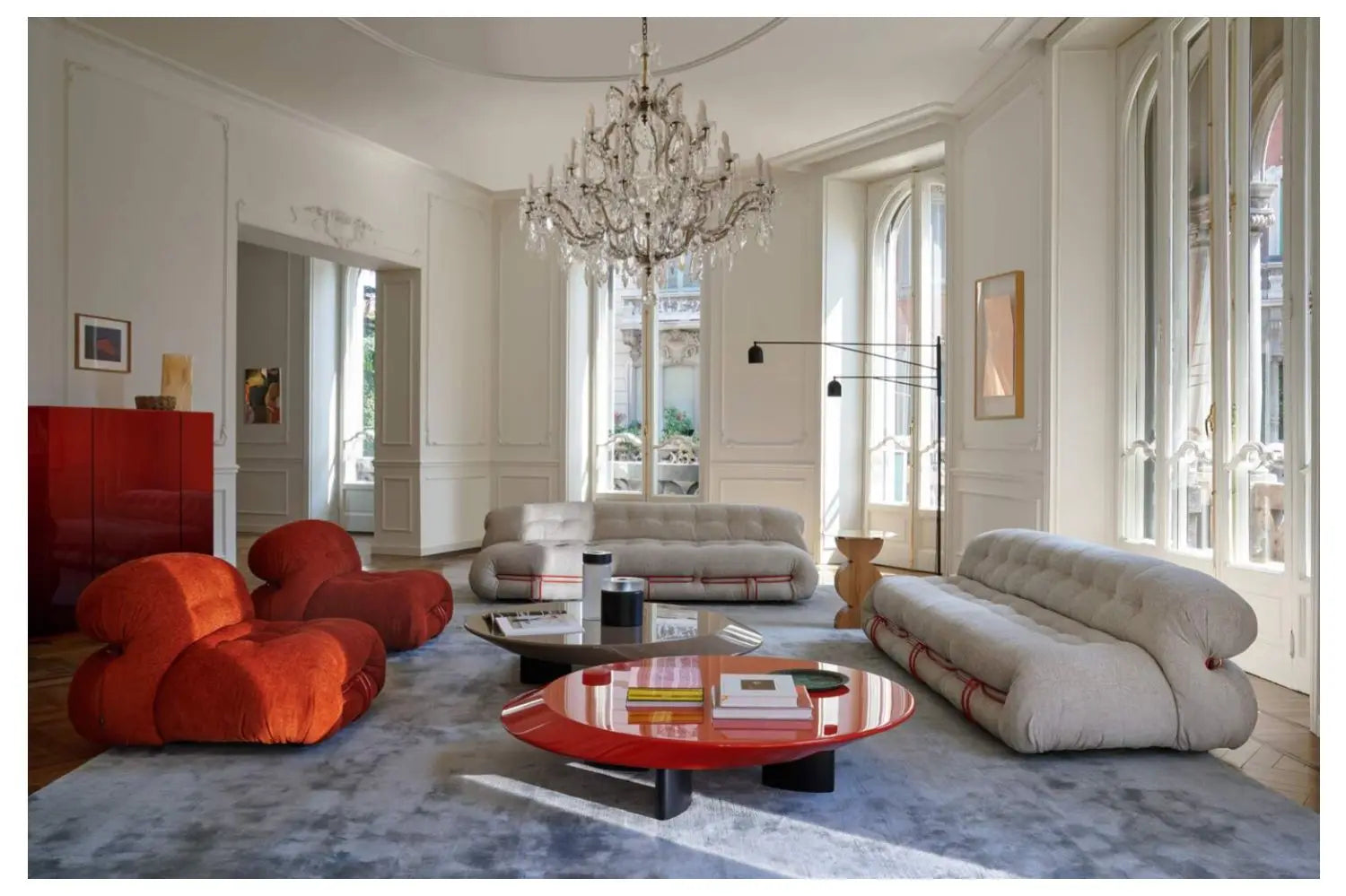 CASSINA Italian SORIANA Big Hippo Steel Teeth Medieval Wabi Sansi Cream Wind Fabric Corduroy Single Sofa