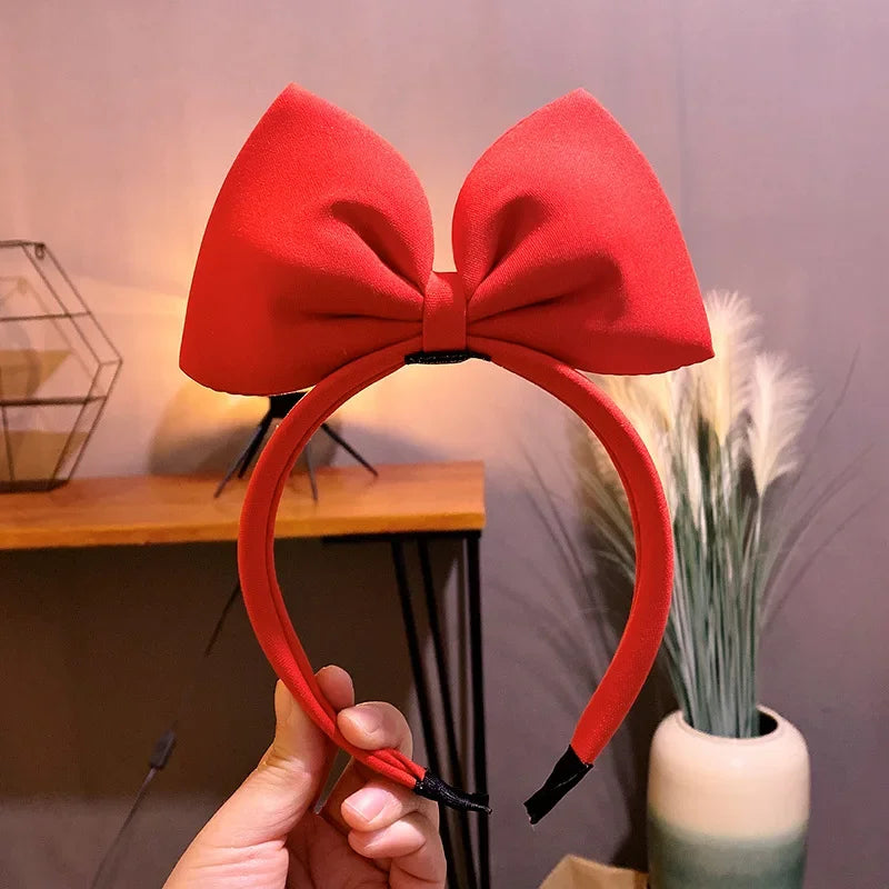 Girls Hair bows Hair Accessories Red Snow White Hair Band Handmade Red Bow Headband Fabric Bow Tie Net Red Hair Band Headdress