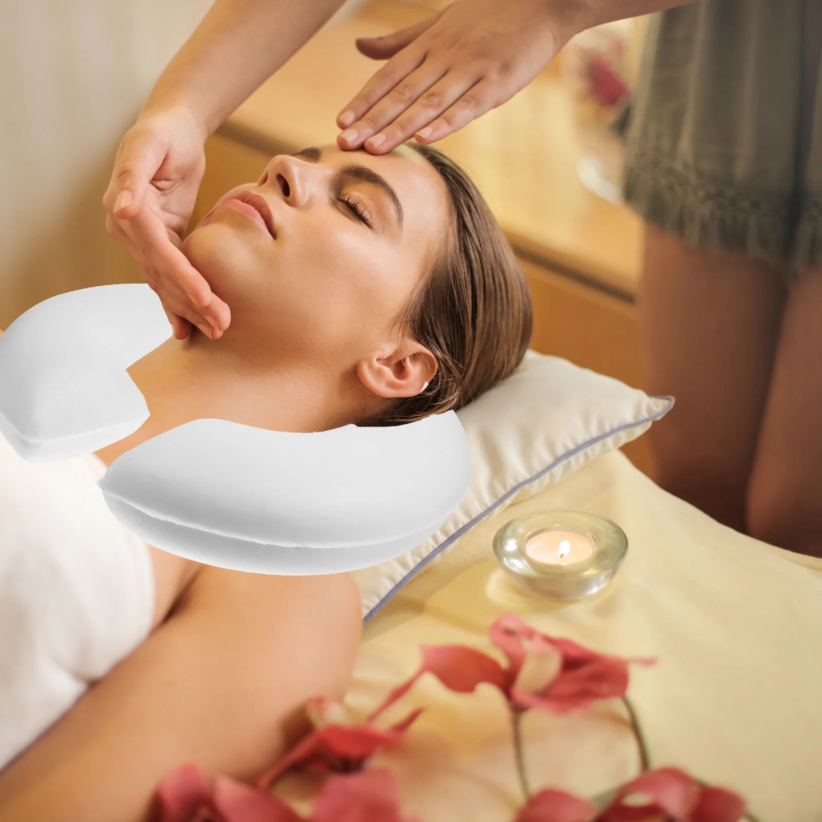 Cervical Pillow Wedge Comfortable Face down Sleeping Neck Pillows Washable Spa U Memory Foam Salon Office Massage