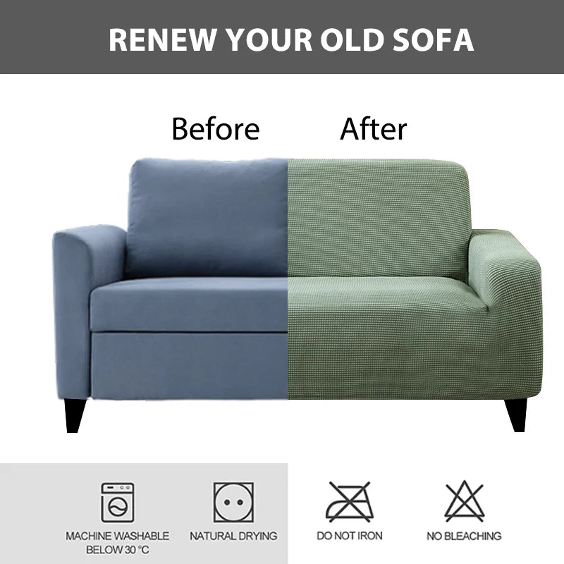 Jacquard Elastic Sofa Cover For Living Room Slipcovers Stretch Polar Fleece Armchair Protector L Shaped Sofa 1/2/3/4 Seater Home