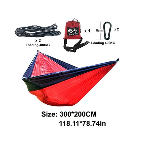 300X200CM Double Person Outdoor Garden Camping Hammock Lightweight Parachute Nylon Travel Hiking Swing Hang Sleeping Bed