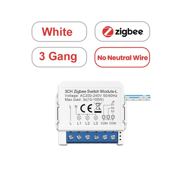 AVATTO Tuya WiFi Zigbee Smart Light Switch Module，Neutral Wire/No Neutral Wire Control DIY Breaker Work For Alexa, Google Home