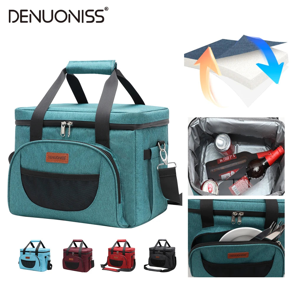 DENUONISS 16/28L Shoulder Insulated Cooler Bag For Food Thermal Bag Picnic Camping Waterproof &Leak Proof Cooler Bag Customized
