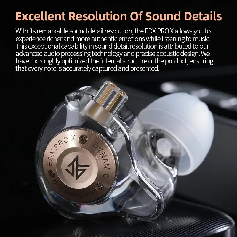 KZ EDX PRO X high-performance 10mm dynamic Hifi in ear sports music live monitoring wired headphones