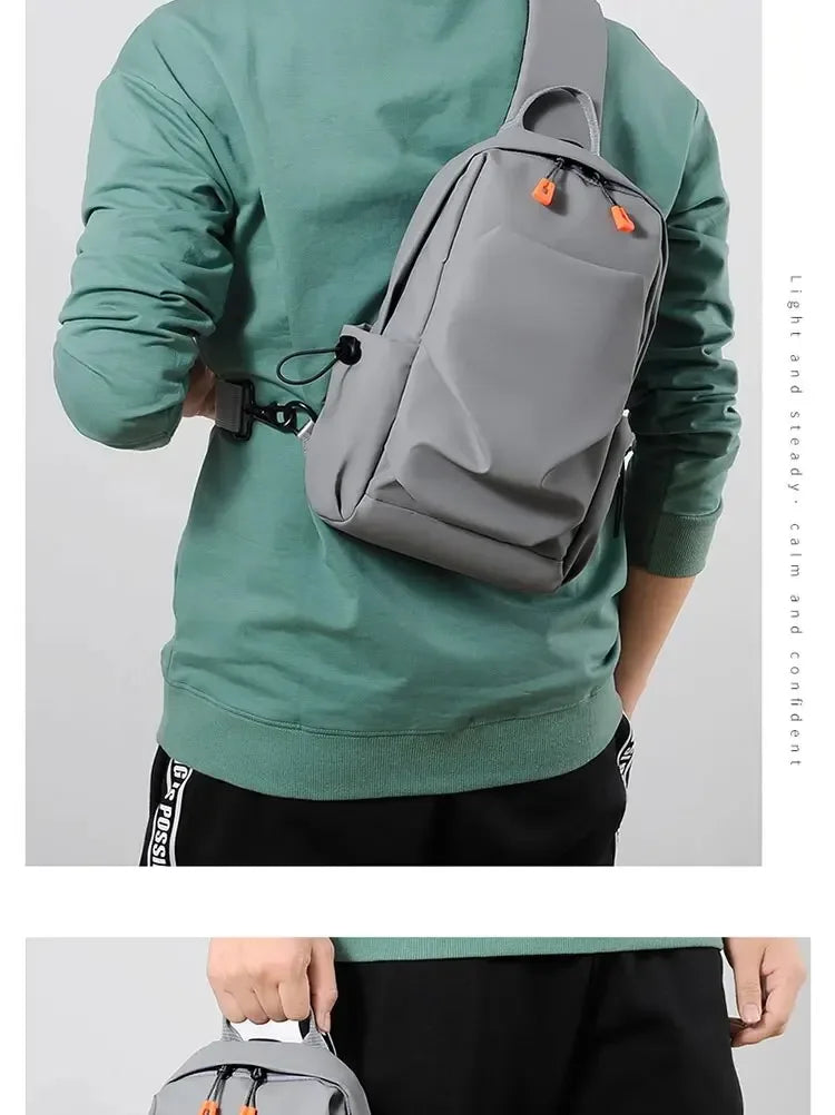 New Men's And Children's Chest Bag Waterproof Trend Simple Usb Charging Solid Color Multifunctional Messenger Bag Shoulder Bag