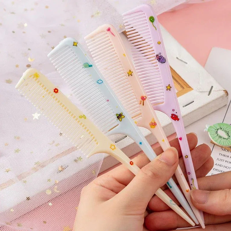 Cute Portable Anti-Static Plastic Hairdressing Comb Hairdressing 2Pcs For Girls Hair Comb Cartoon Baby Child Kids Hair Comb Set