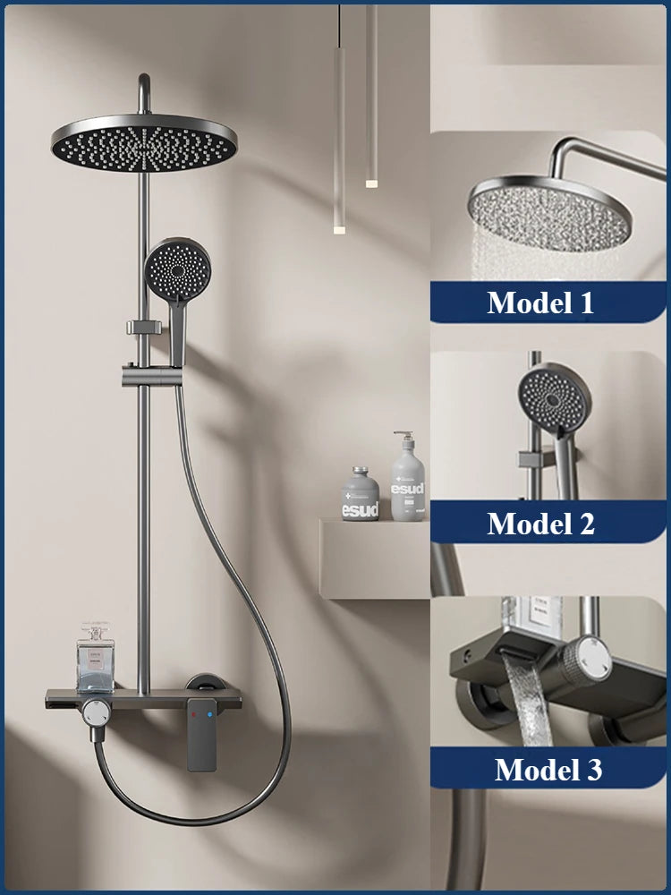 Knob Type Three Ways Water Outlet Sunflower Shower System Wall Mounted Bathroom Shower Faucet Set Rainlfall Bathroom Shower Set