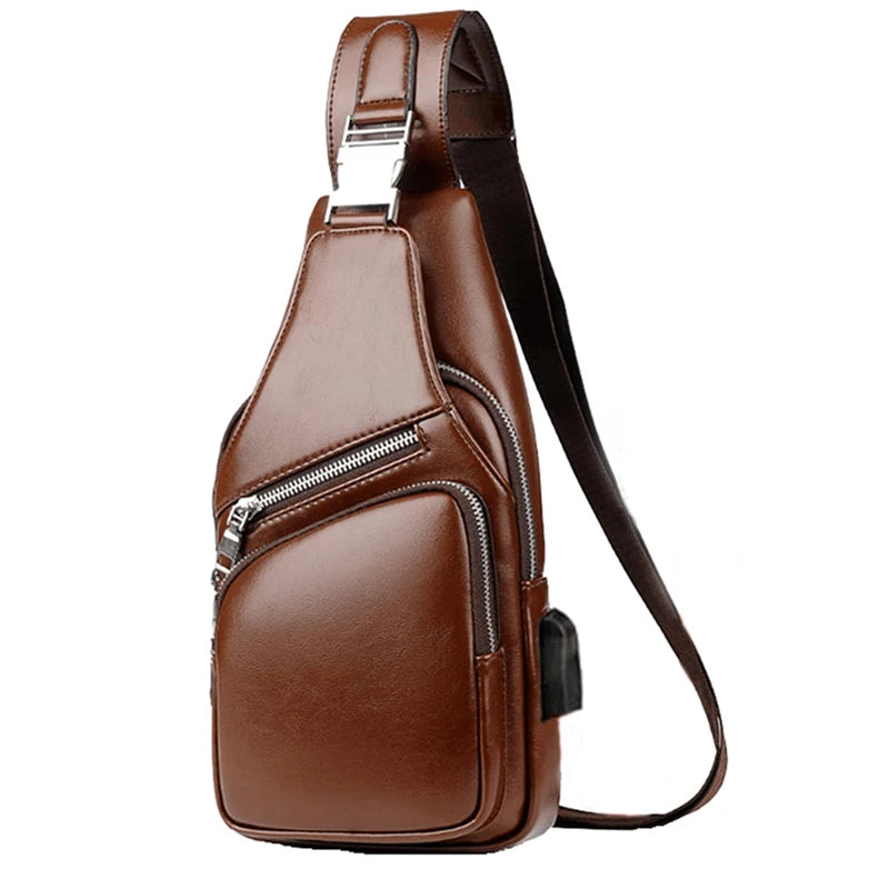 Bullcaptain Bag Genuine Leather Chest Bag Men's Fashion Style Casual Crossbody Bag Business Large Capacity Leather Men's Luggage