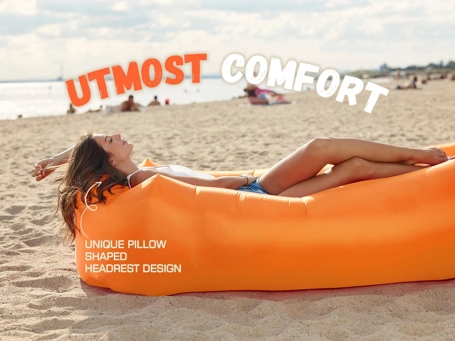 Single Person Lazy Inflatable Sofa Portable Outdoor Beach Air Sofa Bed Folding Camping Sleeping Bag for Comfortable Rest