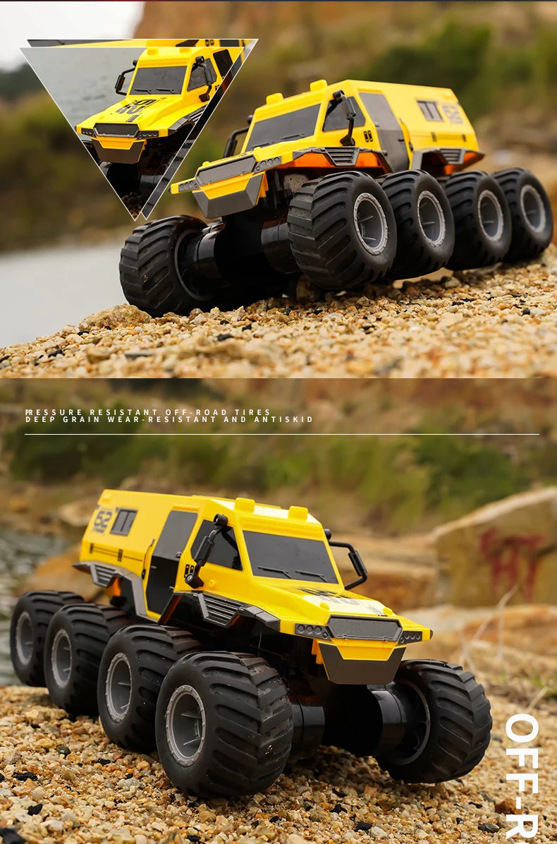 ﻿ JJRC Q137 8x8 2.4G Remote Control Car 8wd Off-road Amphibious Stunt Vehicle 8-Wheel Speed Racing Truck Waterproof Crawler Toys