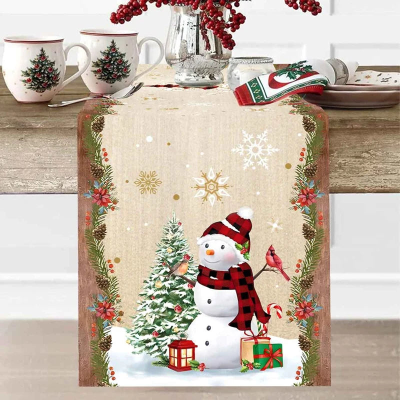 Christmas Table Runner Christmas Party Decoration 2025 Xmas Santa Claus Snowman Table Runner Navidad Natal New Year Gift 2026