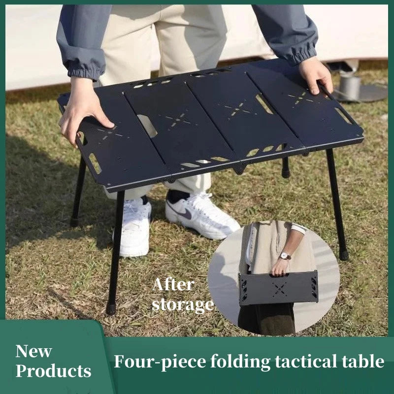 Outdoor Lightweight Folding Table Camping Hiking Travel Fishing Retractable Small Table Military Green Aluminum Alloy RuggedDesk