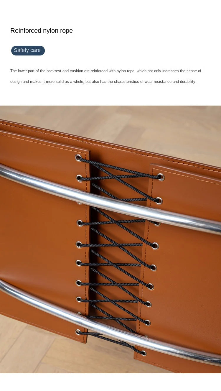 JOYLIVE Nordic Home Living Room Furniture Ins Wind Stainless Steel Pipe Chair Saddle Leather Back Seat Leisure Negotiation Chair