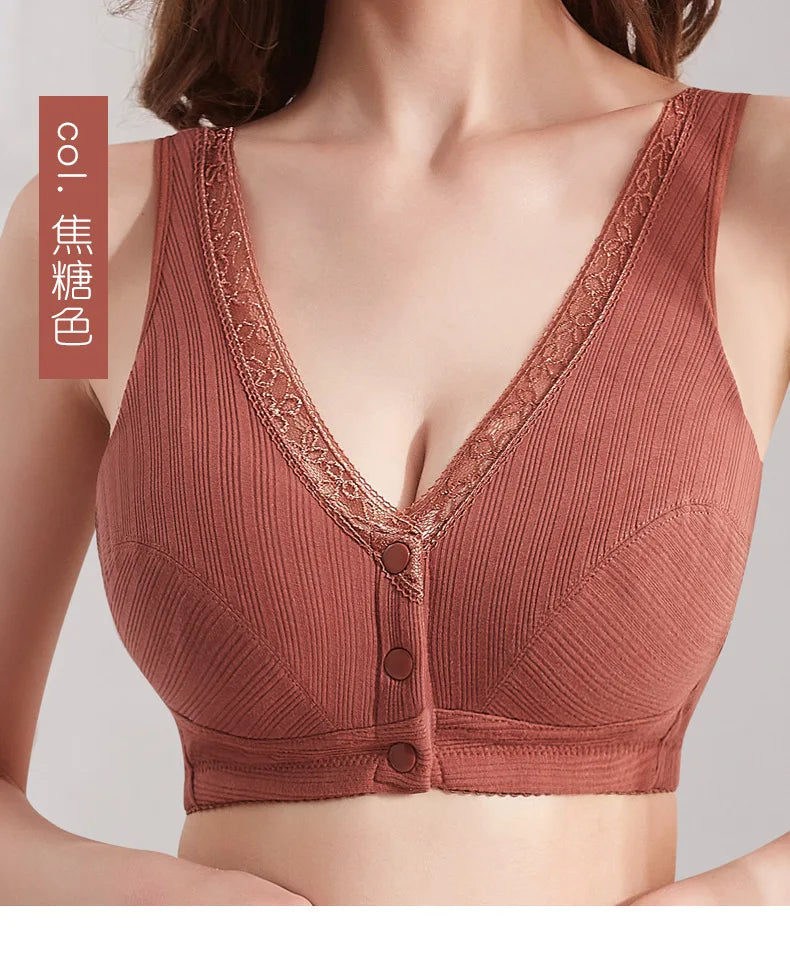 Comfortable Cotton Pregnant Women Underwear Maternity Nursing Bra Breastfeeding Bra Front-Close Bralette Intimate Clothes Plus