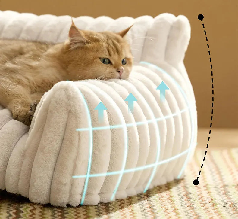 Winter Warm Cat Bed Sofa Removable Washable Cat Nest Soft Striped Pet Bed for Small Medium Dogs Cats Comfortable Plush Puppy Bed
