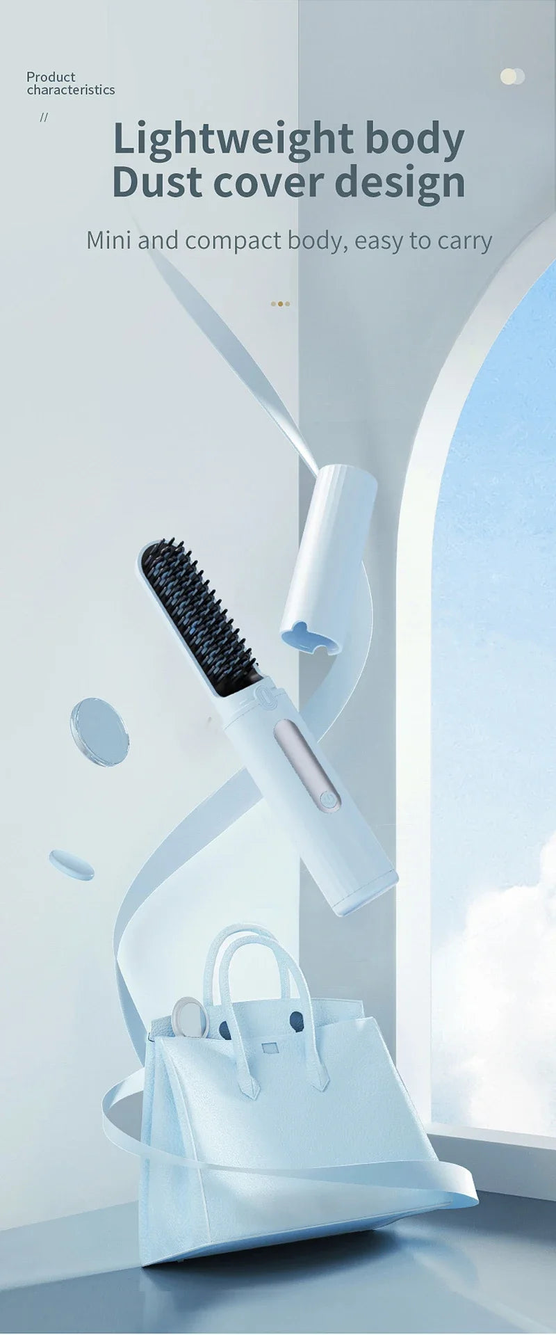 Wireless Electric Heating Straight Hair Comb Rechargeable Portable  Negative Ion Anti-scalding Hair Straightener For Home Travel