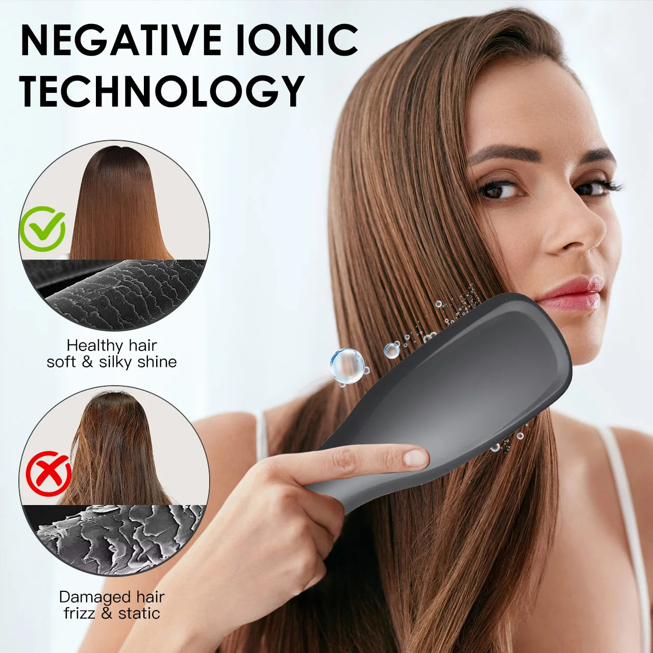 Hatteker Electric Hot Air Comb Styling Comb for Women Anion Heating Hair Straightening Brush for Straight And Curly Hair