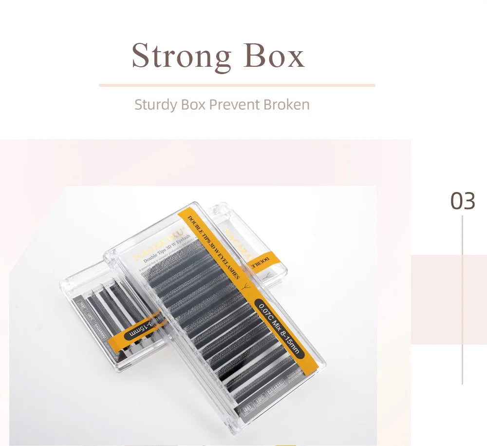 NAGARAKU Double Tips 3D W eyelashes W Shape Eyelash Extensions Blister Premade Fans