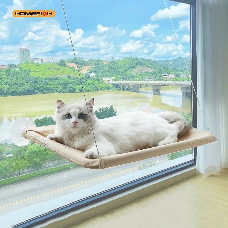 Ultra-Soft Cat Window Hammock Cloud Like Cozy Bed For Napping-Secure Mounting Space Saving   Ideal For Enjoying Scenery
