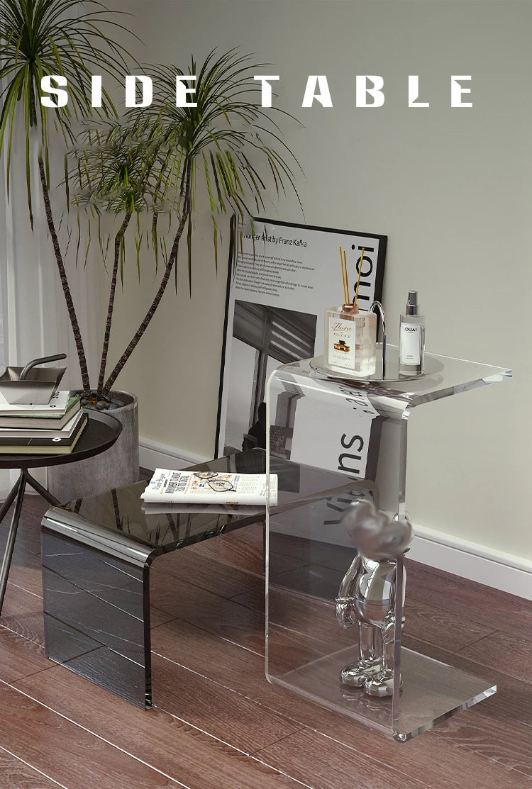 C-type Acrylic Sofa Tables Clear Side Coffee Table Living Room Bay Window Computer Table Bedroom Corner Stand Balcony Storage
