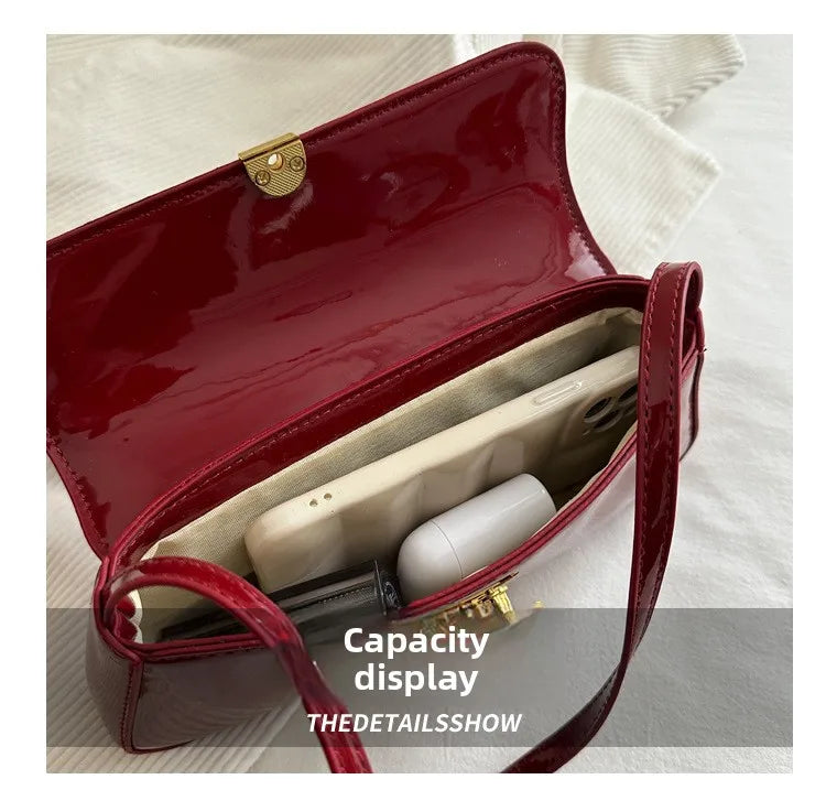 Women's Vintage Faux Oiled Leather Flap Decor Shoulder Underarm Bag, Buckle Baguette Tote Bag Suitable for Dating, Outing, Party