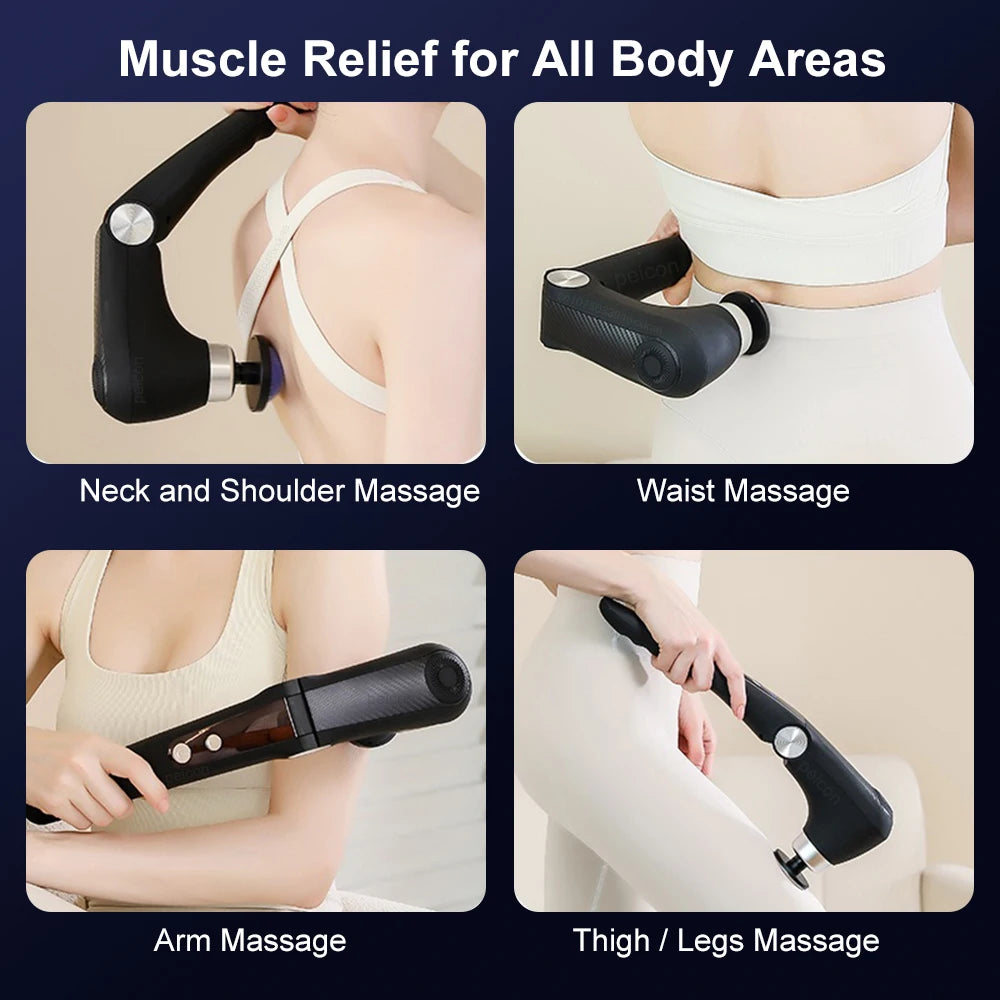 Fascia Massage Gun Shoulder Massager Electric Muscle Massage Machine High Frequency Back Waist Body Massage with Extended Handle
